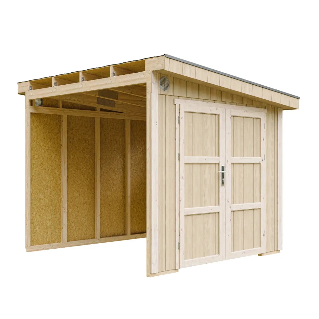 Casetta da giardino di qualit?  PREMIUM 5,9 m?² - H231x248x294 cm - Senza pavimento e parete laterale - Timbela M938B