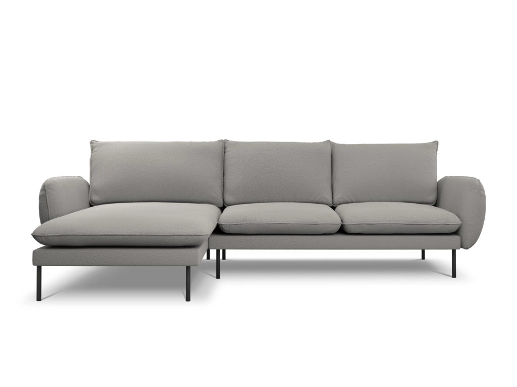 Cosmopolitan Design - Divano angolare sinistro "Vienna" 5 posti in bouclé grigio 