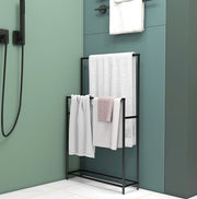 Portasciugamani 66x20x110 cm con 2 barre; stabile; in metallo nero