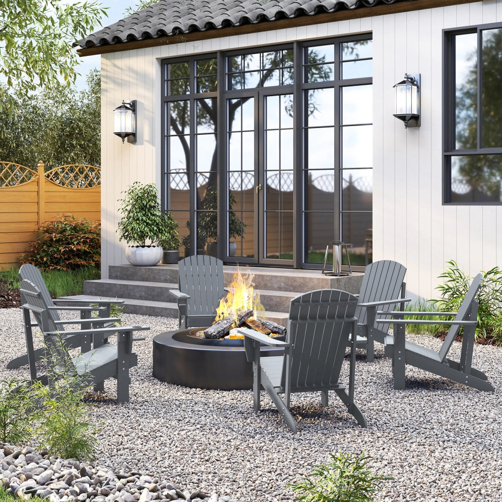 Sedia da giardino Adirondack con portabicchieri Sdraio da giardino Sedia da balcone in legno massiccio Grigio scuro 95 x 72 x 93 cm