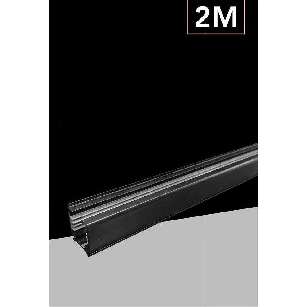 Trade Shop - Binario Trifase Bianco Nero Da 2 Metri Sistema Di Illuminazione Faretto Gf016-2m - Nero