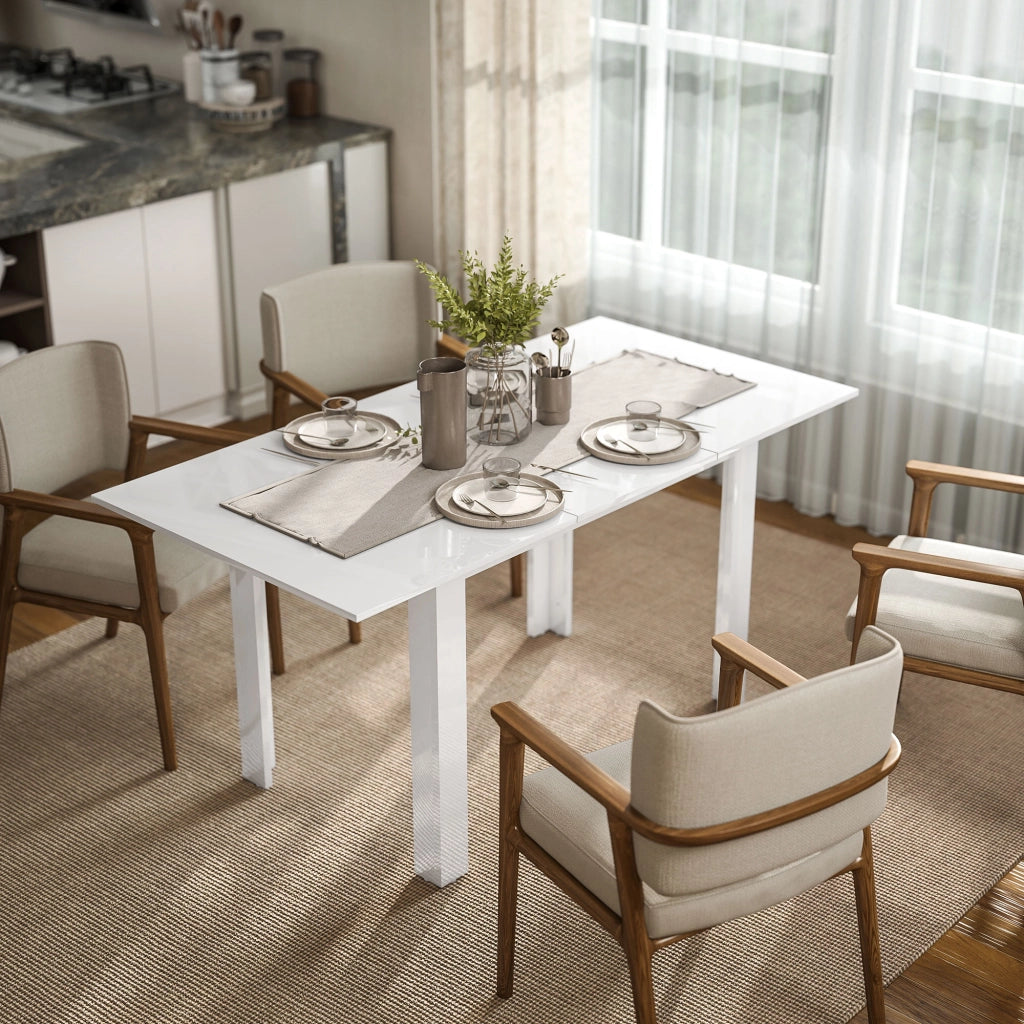 Tavolo da pranzo allungabile ¨C Zephmum ¨C MDF bianco 120-160x70 cm