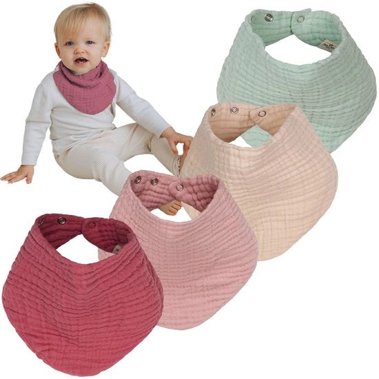 Set di 4 sciarpe a forma di triangolo per bambini, biologico cotone OEKO-TEX, adatto da neonati a bambini di 4 anni: morbido e assorbente