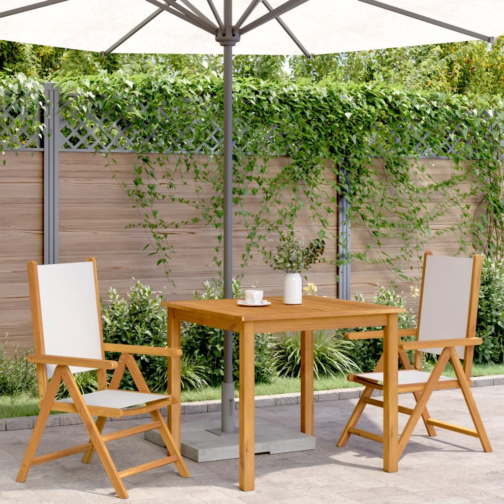 Sedie Giardino 2 pz | Sedie da Esterno Bianco Crema Legno Massello Acacia e Tessuto