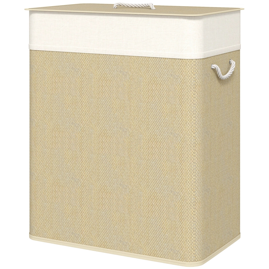 Cesta per il bucato doppia in bamb¨´ con coperchio ¨C zephmum ¨C 100 L, corda