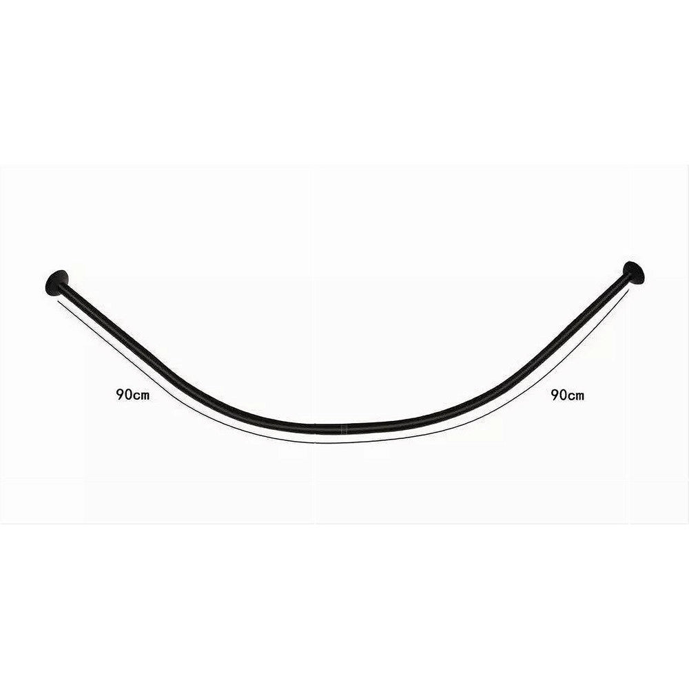 Trade Shop - Bastone Asta Per Tenda Doccia Barra Curva Angolare Nera 90x90cm Universale 87236 -