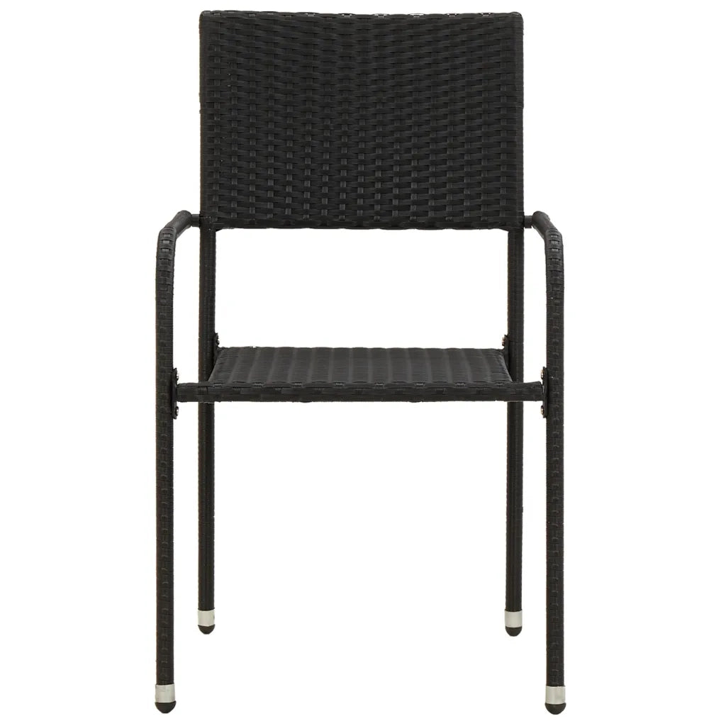 Set da Pranzo per Giardino 5 pz in Polyrattan Nero