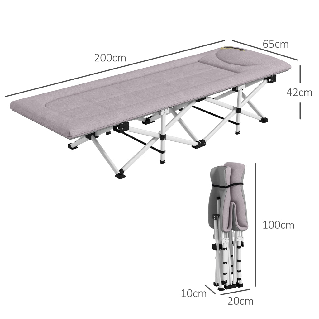 Letto da campo pieghevole in metallo ¨C zephmum ¨C grigio 185x65x37 cm