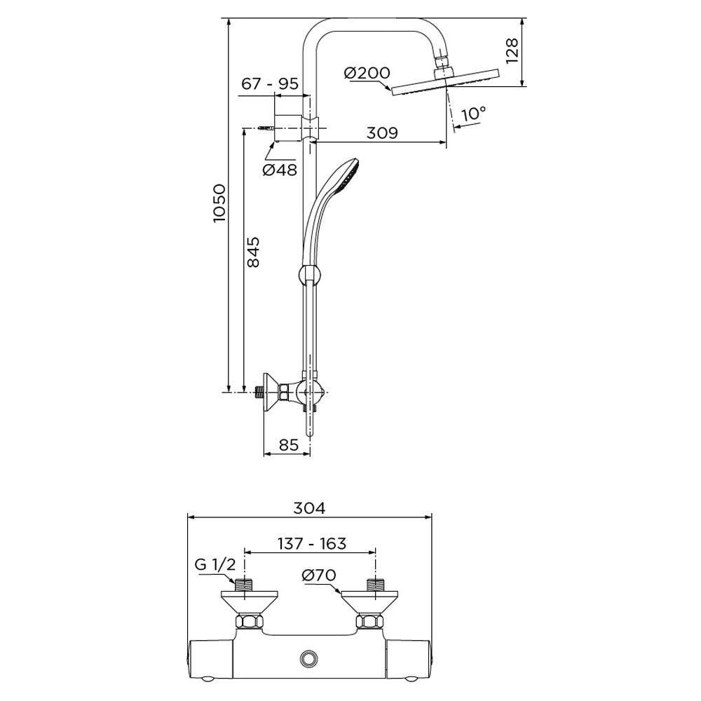 Colonna doccia ideal standard serie idealjet con miscelatore termostatico, cromata