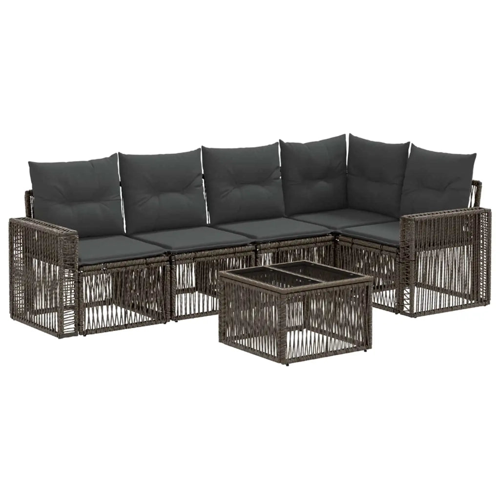 Set Divano da Giardino 6 pcs Grigio e Grigio Scuro polyrattan