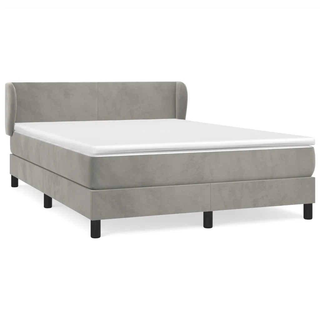 Giroletto a Molle con Materasso Grigio Chiaro 140x200cm Velluto 3127373