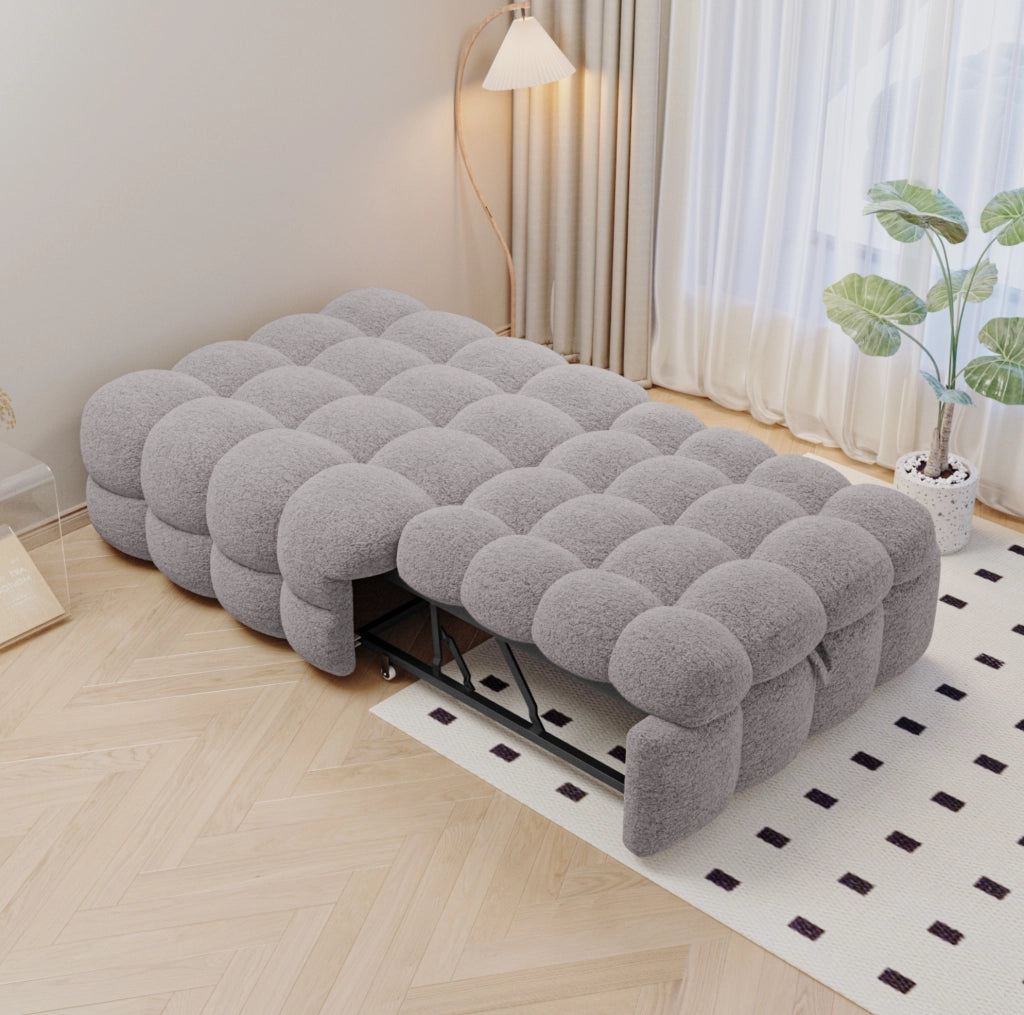 DIVANO LETTO 183 x 76 x 42 cm in Teddy Grigio