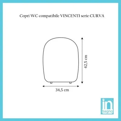 Sedile WC per Vaso VINCENTI serie CURVA in termoindurente bianco