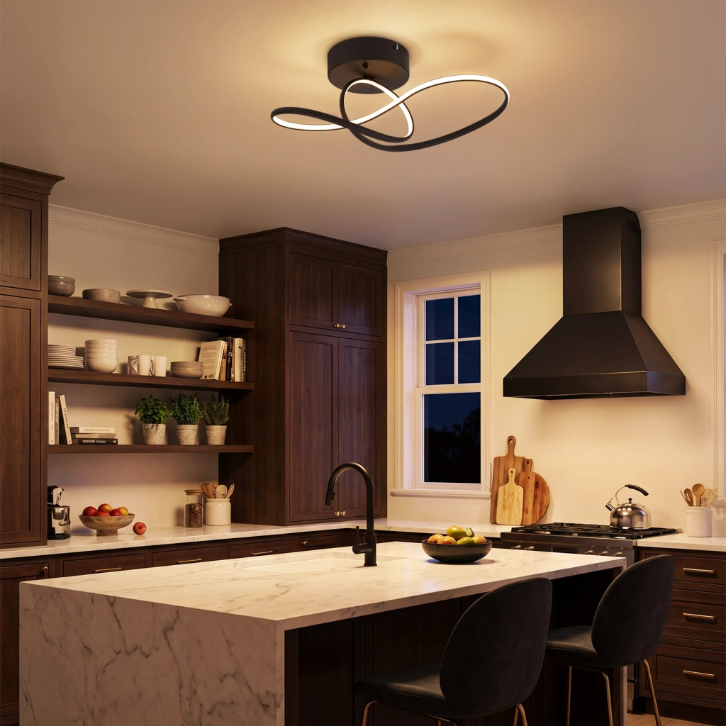 ZMH Lampada da Soffitto LED 24W Dimmabile Nera per Soggiorno Camera