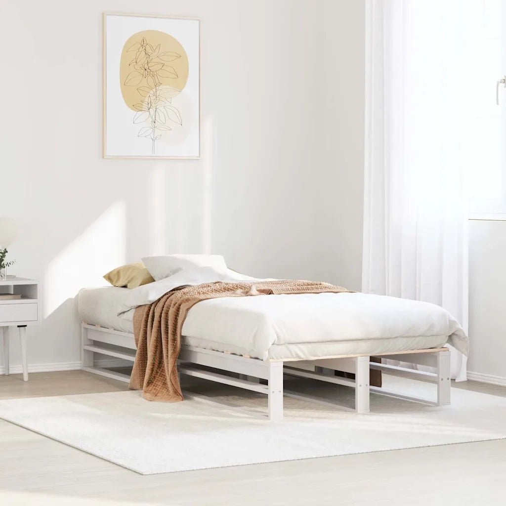 Letto senza Materasso-Struttura Letto Bianco 75x190 in Legno Massello di Pino 506544