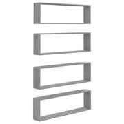 4 pz Mensole Cubo Muro | Mensola a parete Grigio Sonoma 100x15x30 Legno Multistrato