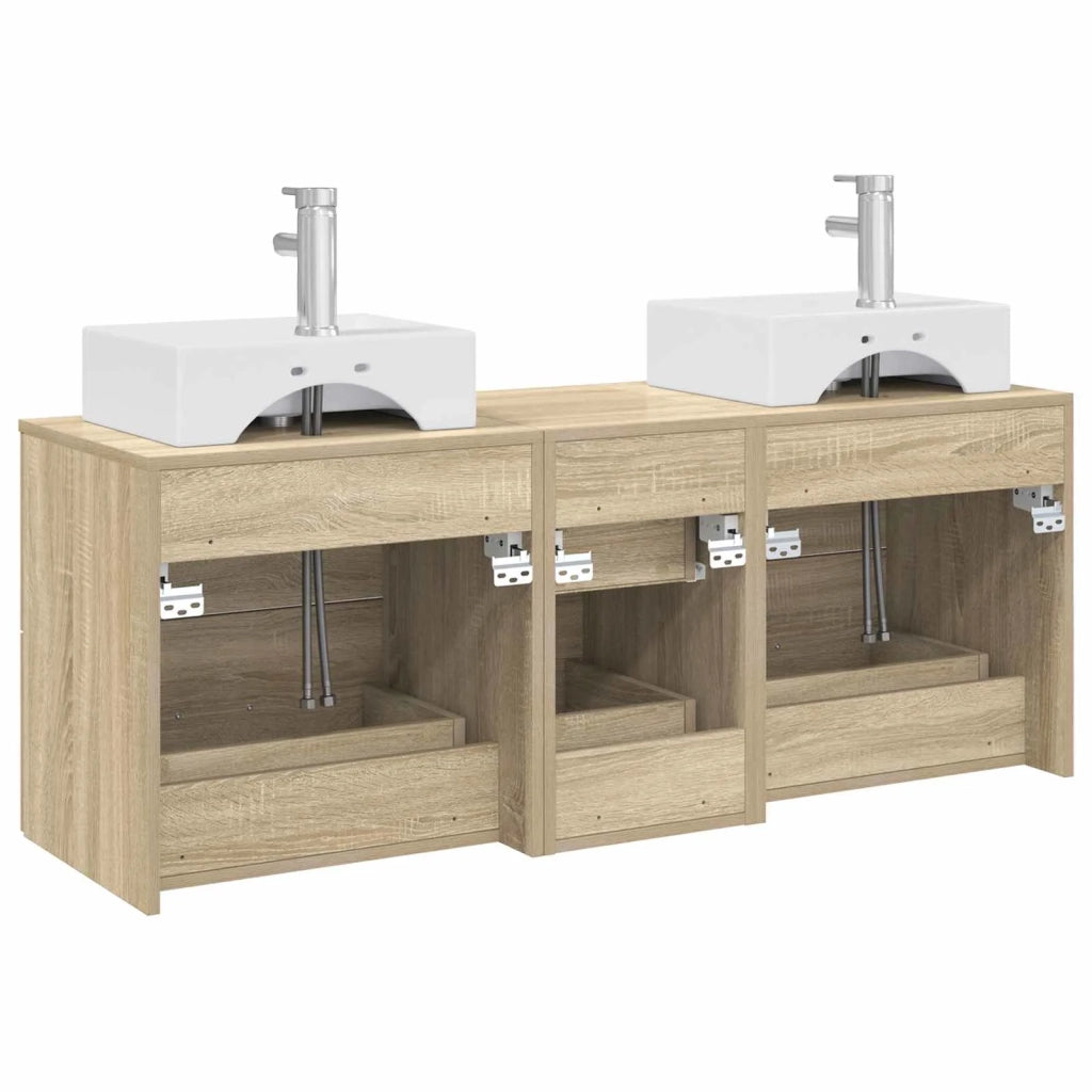 Set di Armadi da Bagno 3 pz Rovere Sonoma 49,5 x 41 x 62,5 cm 3405845