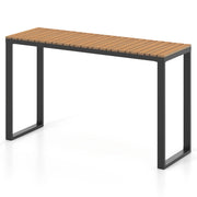 Tavolo consolle da esterno rectangolare e struttura metallica resistente, Tavolo laterale da patio con piano in wpc durevole Marrone e Nero