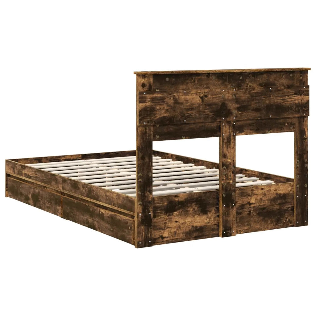 Letto con Contenitore con testiera Rovere fumé 135 x 190 cm 3409921