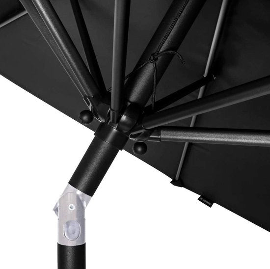 Ombrellone Recanati Ø300cm - Ombrello a stelo - Inclinabile - Resistente ai raggi UV - Antracite/Nero - Incluso cappuccio protettivo UPF 50+