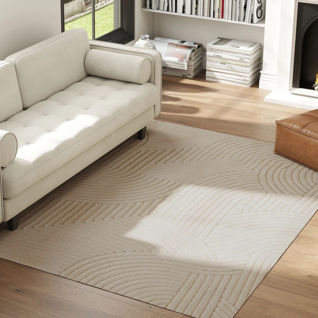Tappeto 230x160 cm ¨C Zephmum ¨C Geometrico Pelo Lungo Antiscivolo Crema
