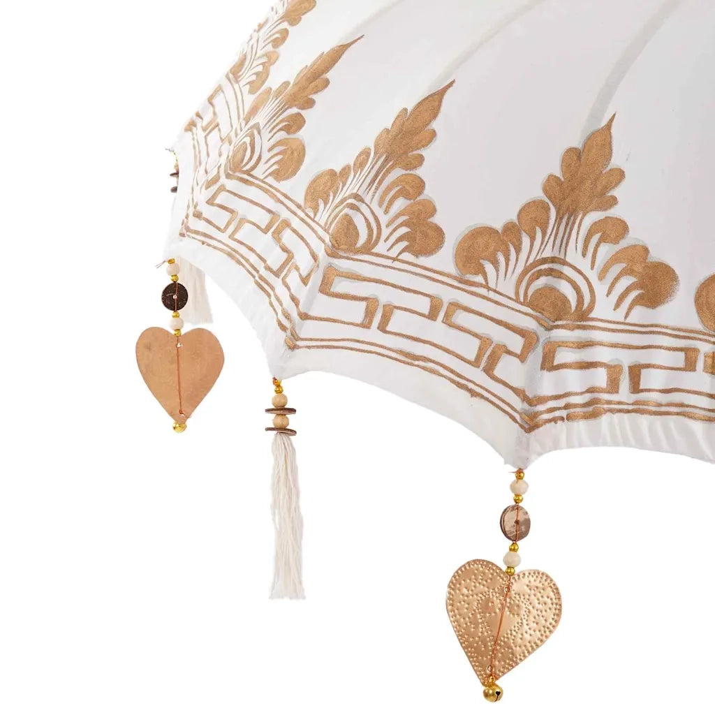 vidaXL Parasol Balinese 260 Crema 95-100 cm Cotone e legno massello