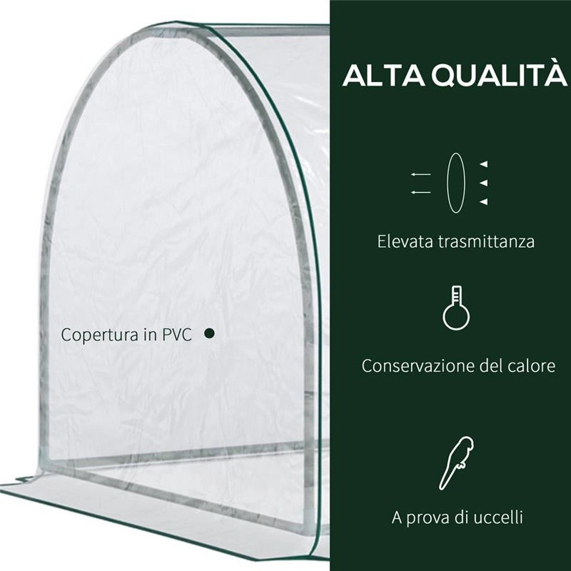 SERRA DA GIARDINO CON PORTE ANTERIORI A CERNIERA IN ACCIAIO E PVC 250 X100X80 CM