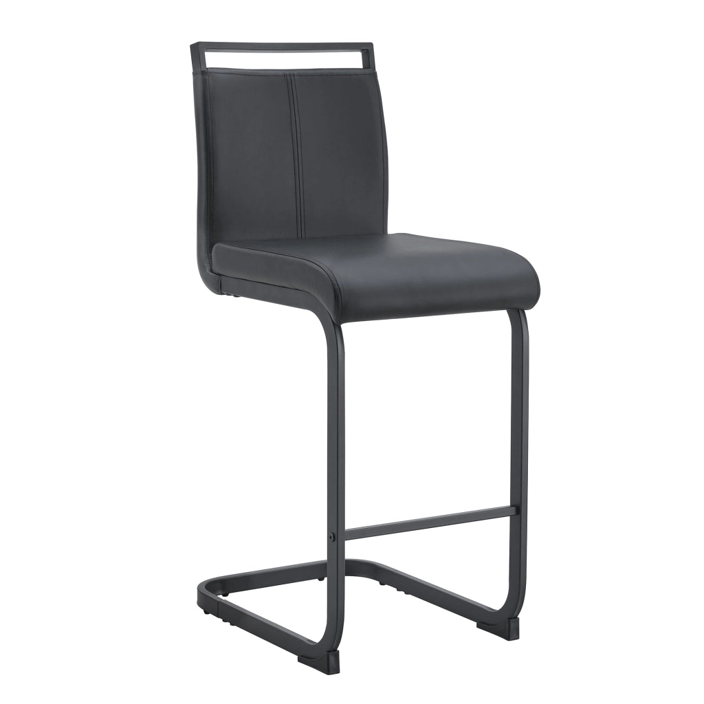 Coppia di sgabelli da bar con schienale e poggiapiedi, design moderno, in similpelle e metallo nero