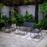 Set Andria di 4 Mobili da Giardino in Acciaio Tavolino Panca e 2 Sedie - Antracite casa.pro