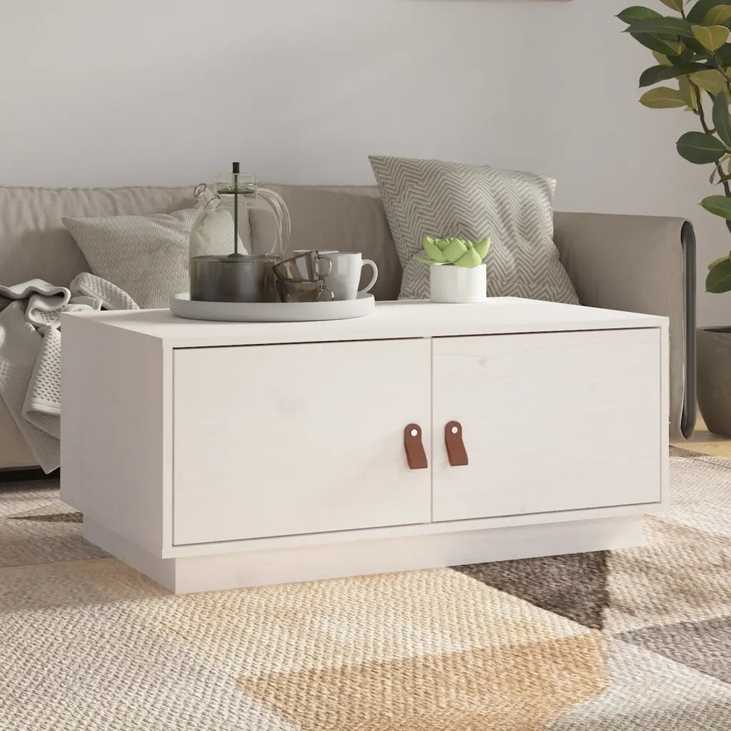 Tavolino da salotto | Tavolino da caff¨¨ | Tavolino da Soggiorno Bianco 80x50x35cm in Legno Massello di Pino