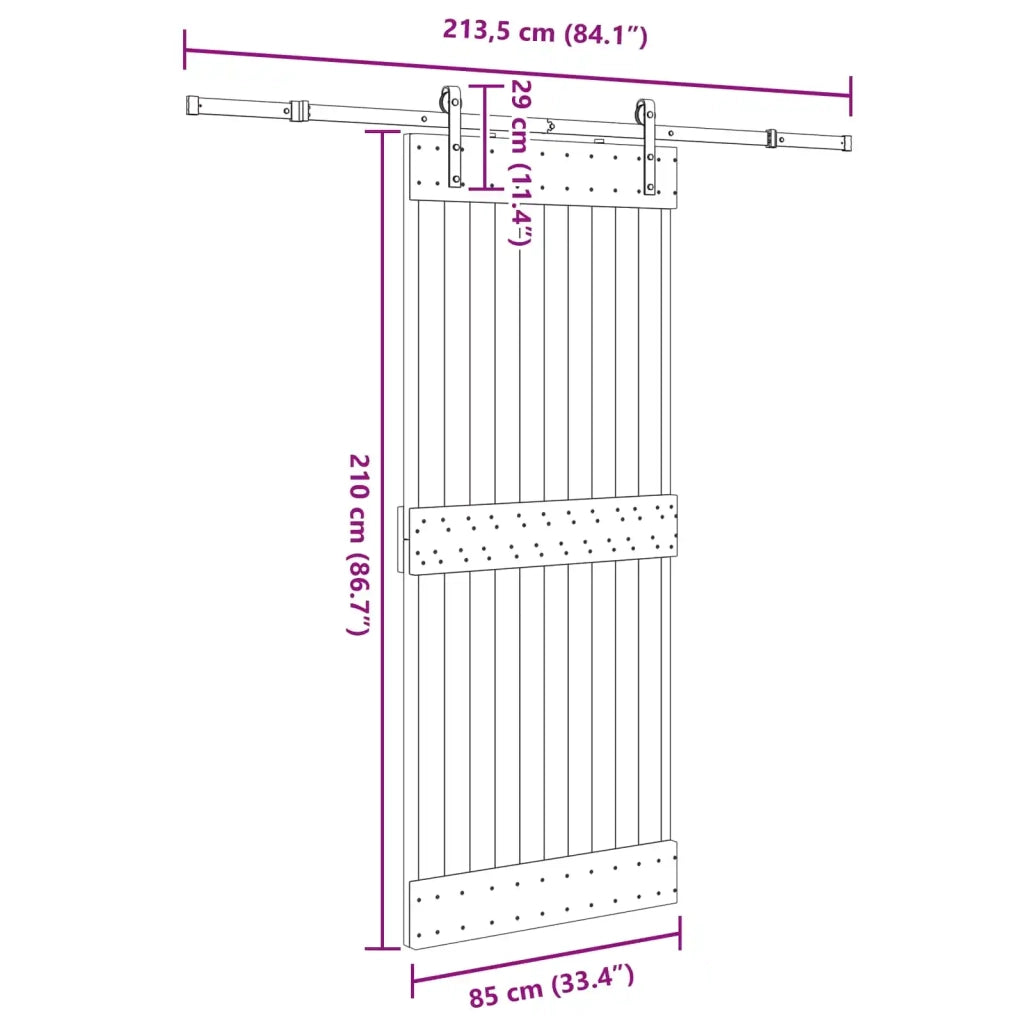 Porta scorrevole NARVIK Naturale e Nero 85 x 210 cm (213,5 cm) 3445259