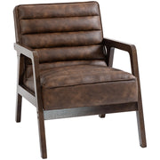 Poltrona relax in similpelle marrone con struttura in legno massello ¨C Zephmum ¨C 80x90x100
