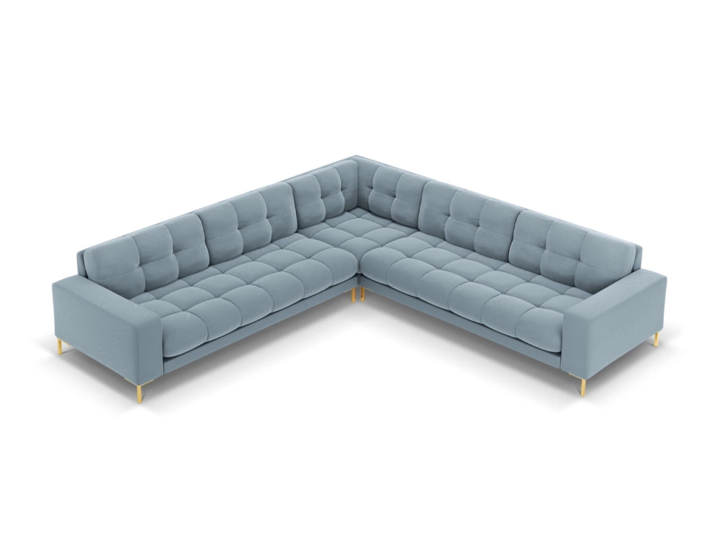 Cosmopolitan Design - Divano angolare reversibile "Bali" 6 posti in velluto azzurro 