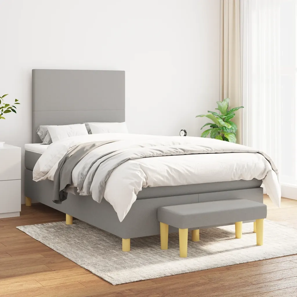 Giroletto a Molle con Materasso Grigio Chiaro 120x190cm Tessuto 3270390