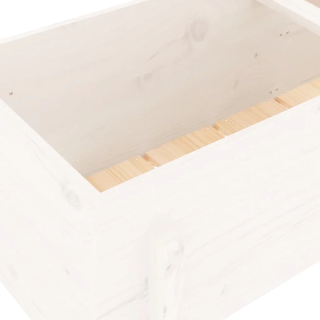 Fioriera rialzata per piante e fiori adatta a terrazze e giardini 121 x 50 x 57 cm legno di pino massiccio bianco 02_0039356