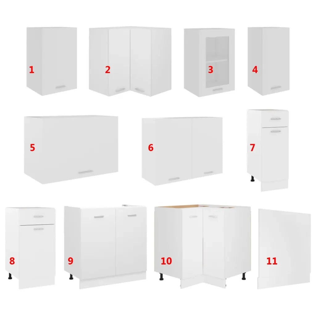 Set Armadi da Cucina 11 pz Lyon Bianco in Truciolato 3067665