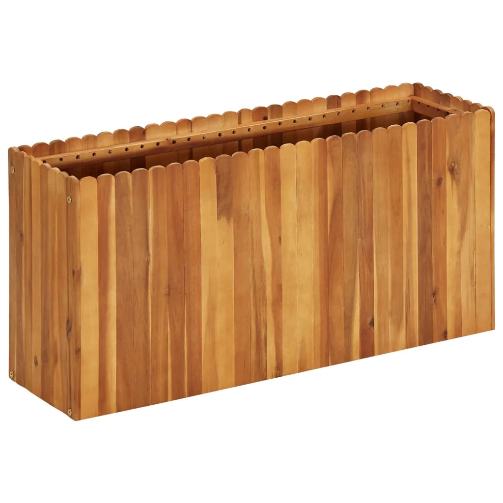 Fioriera rialzata per piante e fiori giardino 100 x 30 x 50 cm legno massello di acacia 02_0000975