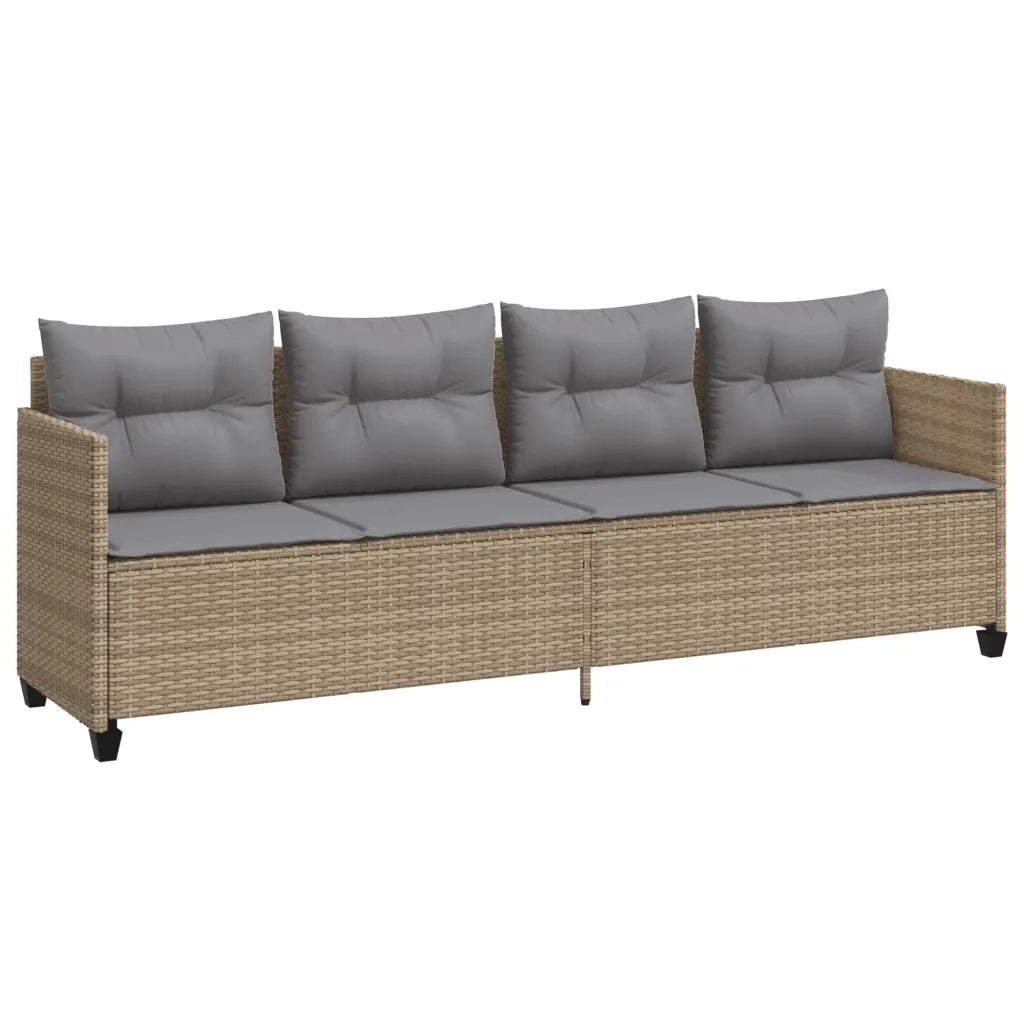 Set Divano da Giardino 5 pz | Set Salotto da Giardino con Cuscini Beige in Polyrattan