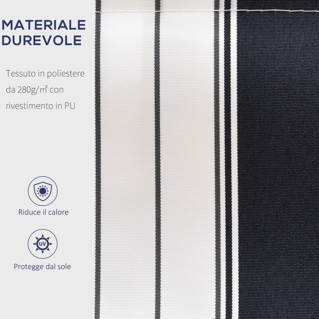 Tenda da Sole a Bracci 2.5x2m Avvolgibile Manuale in Alluminio e Poliestere Blu e Bianco