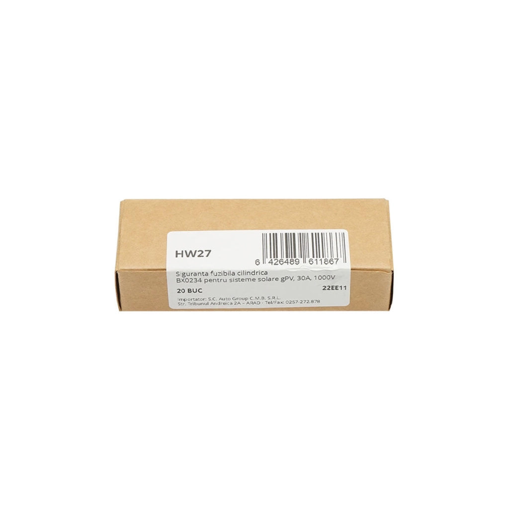Fusibile cilindrico BX0234 per impianti solari gPV, 30A, 1000V Leader