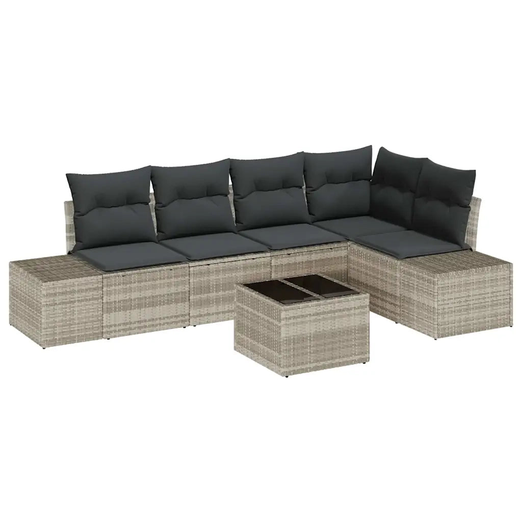 Set Divano da Giardino 6 pcs Grigio chiaro polyrattan 3347072