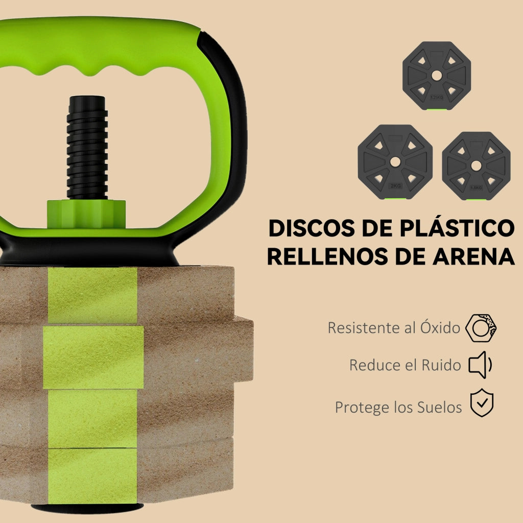 Set Manubri Regolabili 20 kg 6 in 1 ¨C Xylo ¨C Kettlebell Bilanciere Supporto Flessioni