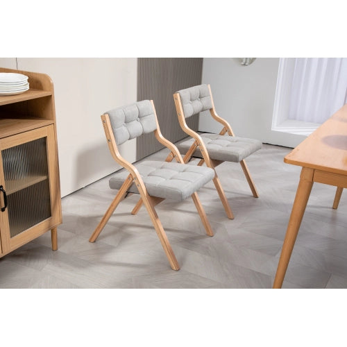 Sedie Pieghevoli Imbottite con Cuscino ¨C MINIMAL ¨C Set 2, Legno, Grigio