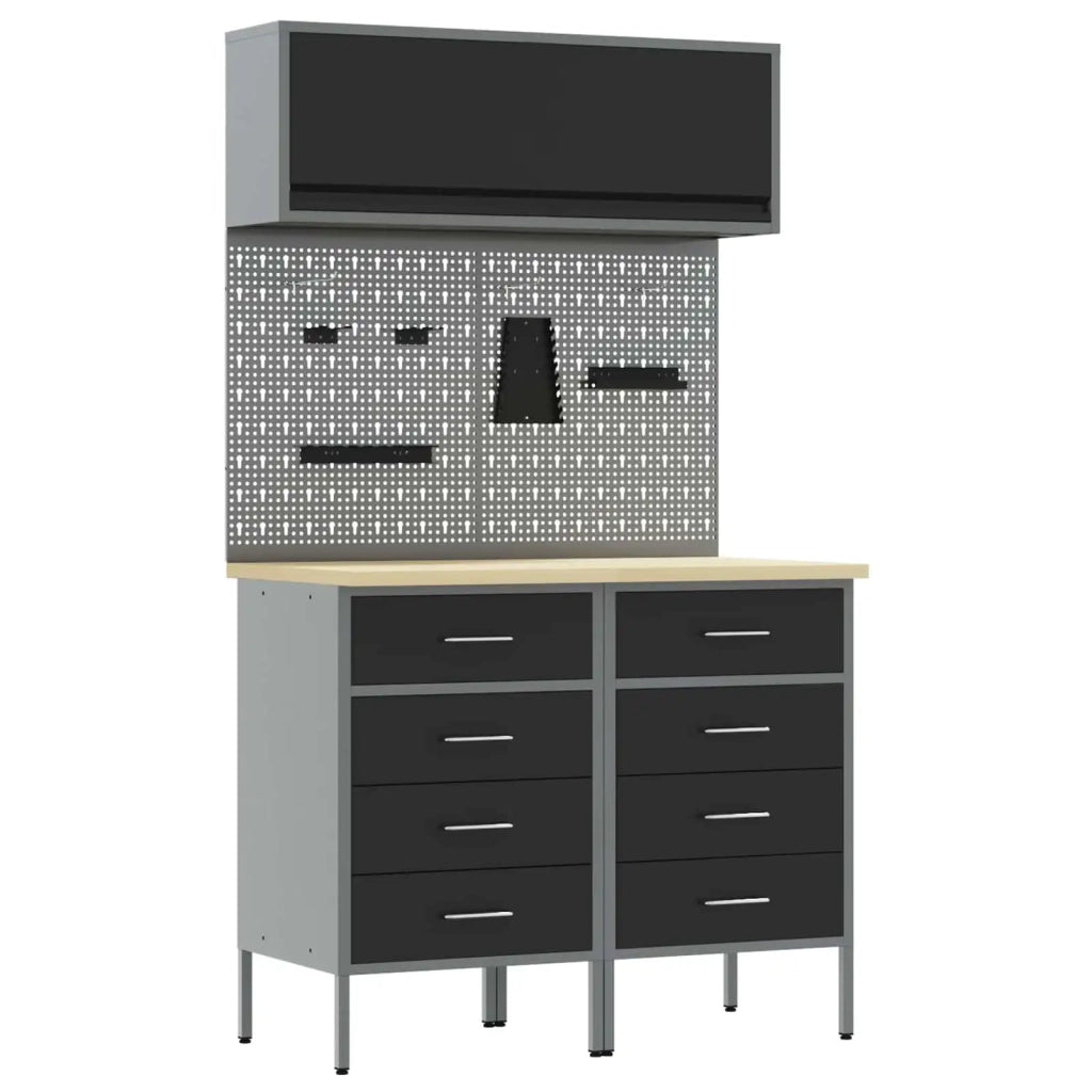 Set di mobili da lavoro con cassetto con lo scaffale 5 pcs Nero 3321422