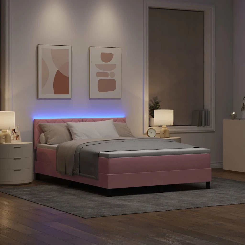 Letto a molle con testiera Rosa 140 x 190 cm Velluto 3342721