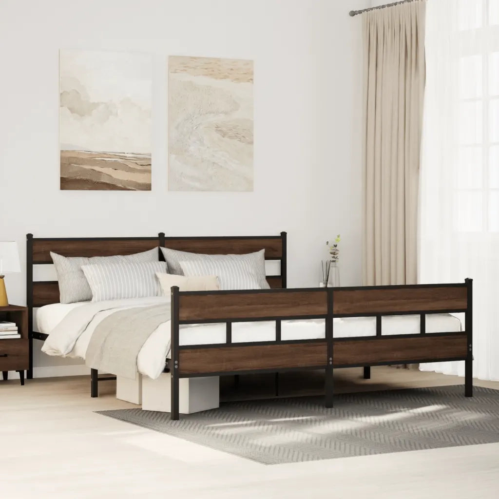 Giroletto senza Materaso in Metallo Rovere Marrone 180x200 cm 3308478