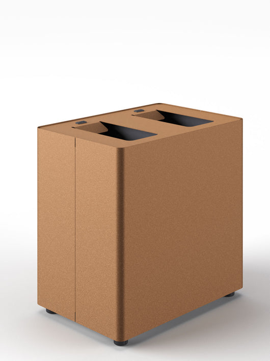 Pattumiera a 2 Scomparti Totale 48 L 48,5x33x49 cm con Contenitori Interni in Acciaio Verniciato Corten