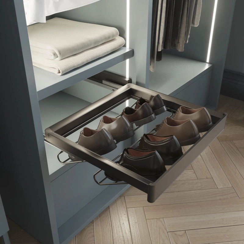 Cesto portabiancheria per armadi e cabine armadio Quartz, 418x320x400mm, Acciaio e Tessuto, Titanio