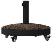 Base per Ombrellone Rotonda Ø52x41 cm 4 Ruote con Freni in Acciaio e Resina Bronzo e Nero