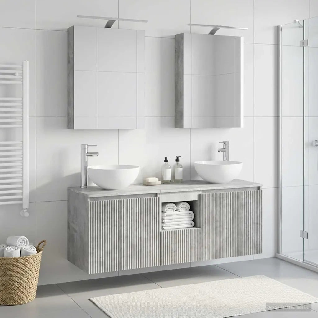 Set di Armadi da Bagno 5 pcs Grigio Cemento 50 x 14,5 x 70 cm 3406354